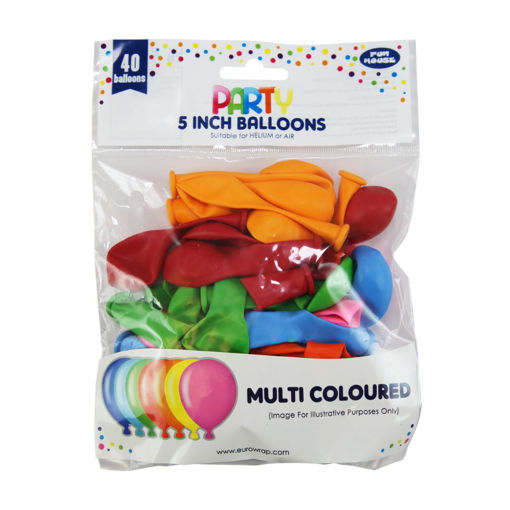 Picture of PARTY LATEX BALLOONS MULTI COLOURED 40 PACK - 5 INCH